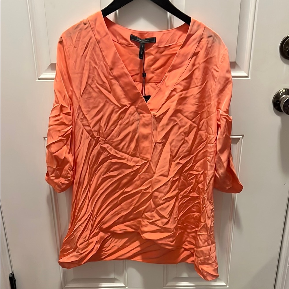 BCBGMaxAzria Pink Coral 3/4 Sleeve Blouse